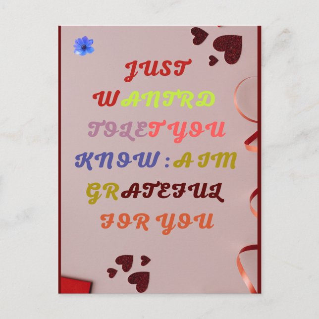 Postal Gratidão Só Porque O Cartão De Saudação É SORRÍVEL (Frente)