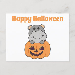 Postal Halloween Happy Halloween Cartão Hippo