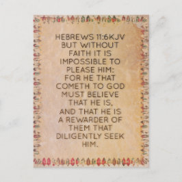 Postal Hebreus 11:6 KJV Cartão de Memória de Versículos d
