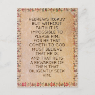 Postal Hebreus 11:6 KJV Cartão de Memorização de Versícul