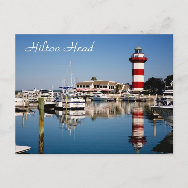 Postal Hilton Head, SC  Farol de Harbour Town Cartão Post (Frente)
