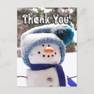 Postal Homem de Neve Adorável Feito à Mão Obrigado Cartão