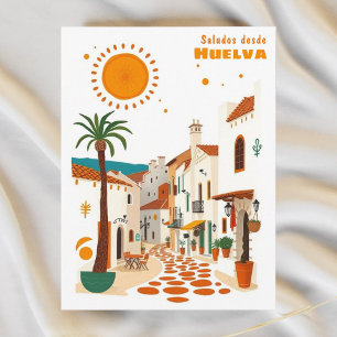 Postal Huelva Espanha cidade branca mediterrânea Cartão p