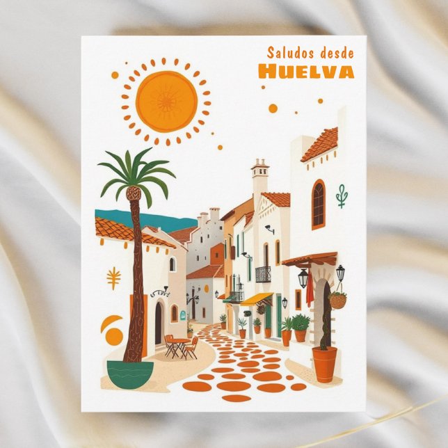 Postal Huelva Espanha cidade branca mediterrânea Cartão p (Criador carregado)
