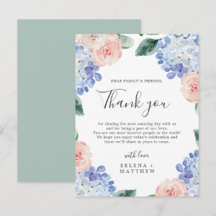 Postal Hydrangea Azul Elegante Obrigado Cartão de Recepçã