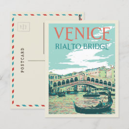 Postal Ilustração da ponte Veneza Rialto Itália Cartão po