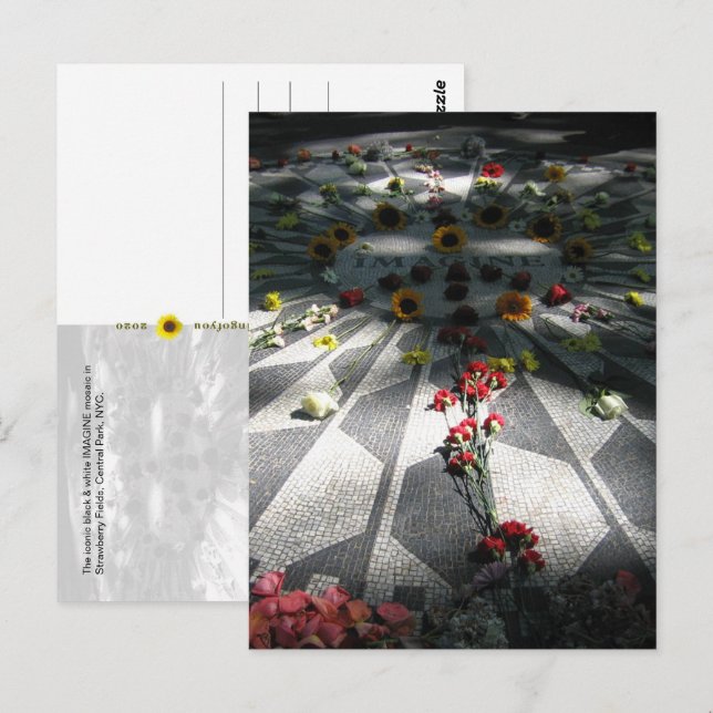 Postal IMAGINE Mosaic, Strawberry Fields, NY - V cartão p (Frente/Verso)