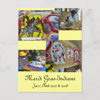 Postal Índios e Costumes Mardi Gras - Cartão Poste