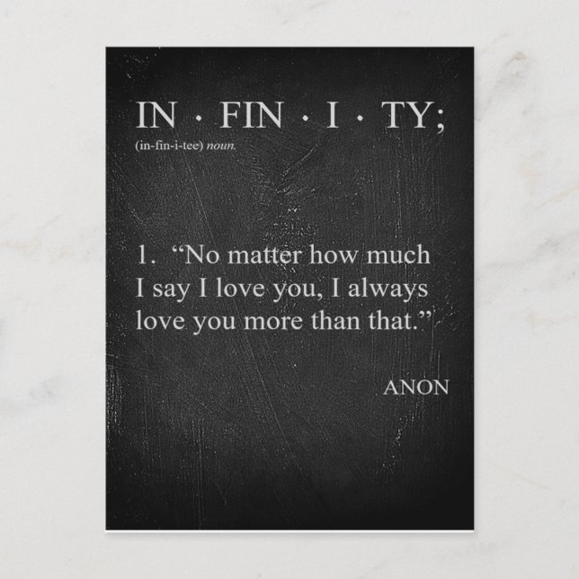 Postal INFINITY Amo você mais cartão de definição de dici (Frente)