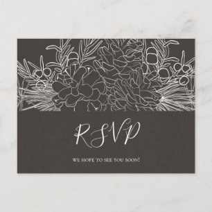 Postal Inverno Rústico   Cartão de Resposta de Casamento 