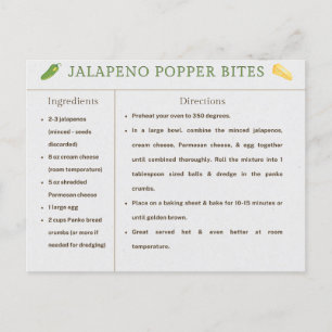 Postal Jalapeno Popper Morde Cartão de Receita de Ação de