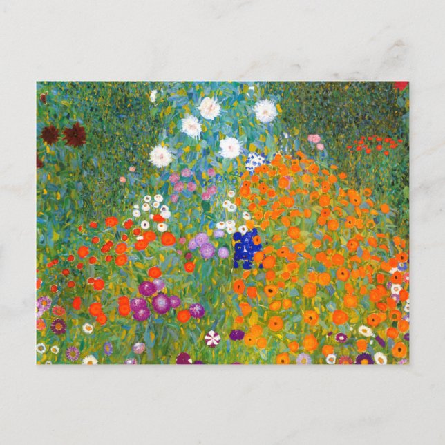 Postal Jardim de Flores por Gustav Klimt Flor Cartão Post (Frente)