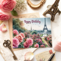 Jardim de Rosas Parisiense Cartão de Aniversário F
