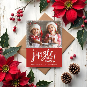 Postal Jingle All Way   Cartão de Natal para Fotografias 