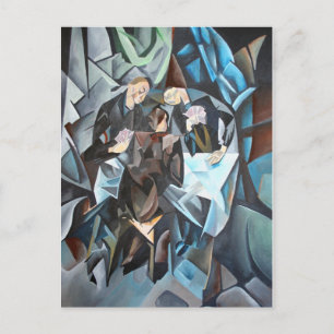 Postal Jogadores de Cartão e Rostos Poker