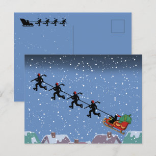 Postal Jogadores De Hóquei Puxando Cartão De Saudação Dob