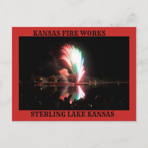 Postal Kansas Fire Works no Cartão de Posto Noturno