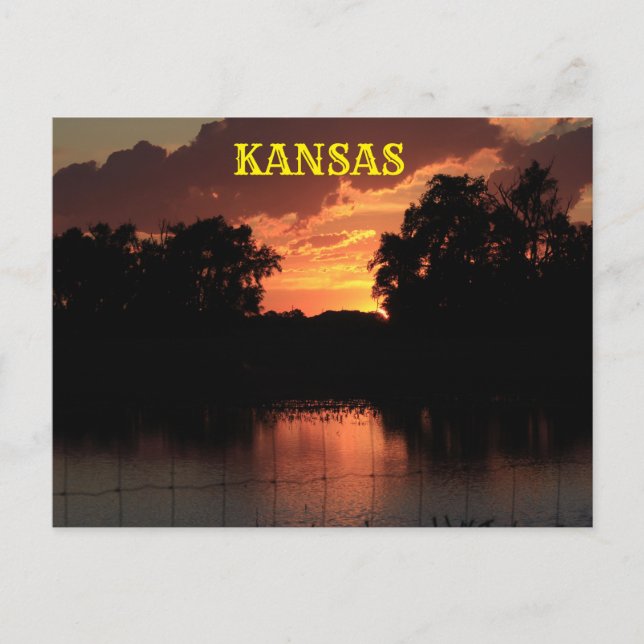 Postal Kansas Sunset com Silhouettes, Cartão de Posto (Frente)