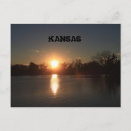 Postal Kansas Sunset com um cartão de POSTO de Reflexão