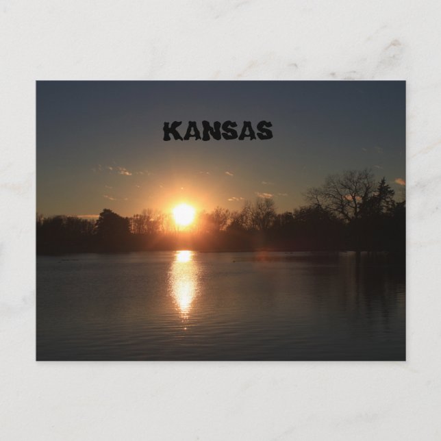 Postal Kansas Sunset com um cartão de POSTO de Reflexão (Frente)