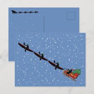Postal Kayaks Pulling Sleigh Dobrou o Cartão de Saudação