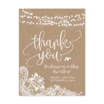 Kraft Lace e Luzes Russas Obrigado Cartão de Posto