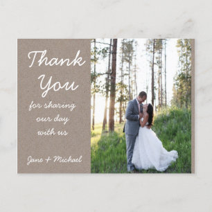 Postal Kraft Wedding Obrigado Cartão de Posto