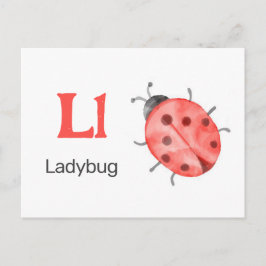 Postal L é para Ladybug - Cartão Flash Alfabet