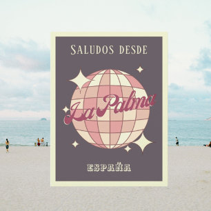 Postal La Palma Isla España vintage disco púrpura Cartão