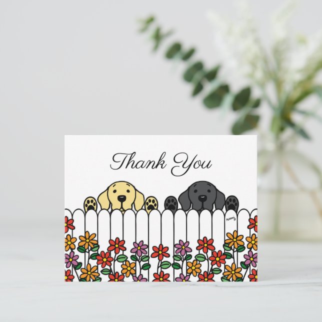 Postal Labrador Duo Assistindo Você Obrigado Cartão Posta (Em pé/Frente)