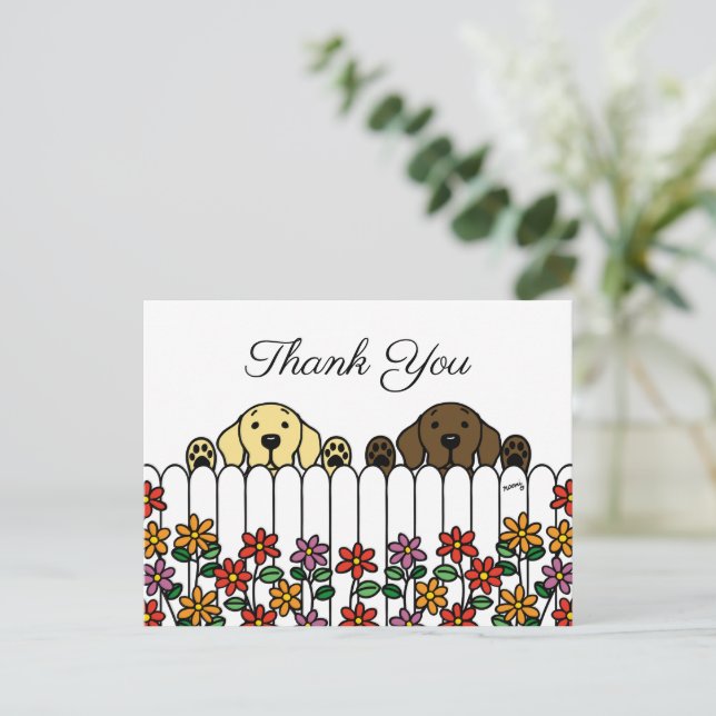 Postal Labrador Duo Assistindo Você Obrigado Cartão Posta (Em pé/Frente)