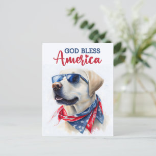 Postal Labrador Retriever, Deus Abençoe a América Cartão 