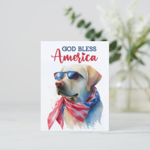 Postal Labrador Retriever, Deus Abençoe a América Cartão