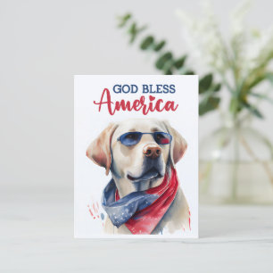 Postal Labrador Retriever, Deus Abençoe a América Cartão 