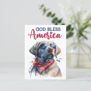 Postal Labrador Retriever, Deus Abençoe a América Cartão 