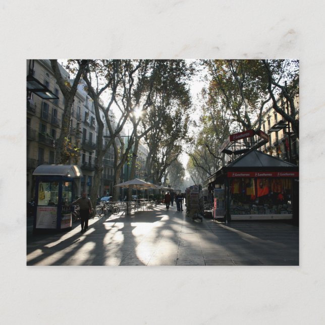 Postal Las Ramblas, Barcelona, cartão (Frente)