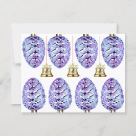 Postal Lavanda Pinecones e Bells - Cartão de Saudação