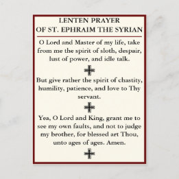 Postal Lenten Prayer of Ruas, Ephraim, o cartão sírio