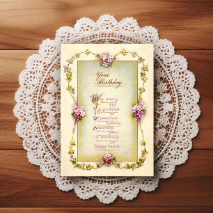 Postal Lindo cartão de aniversário vintage do início dos