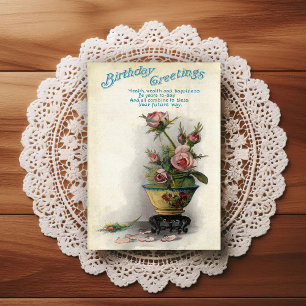 Postal Lindo cartão de aniversário vintage do início dos