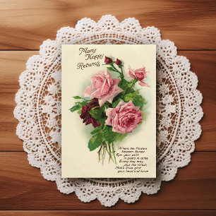 Postal Lindo Cartão de Boas Festas de Aniversário Vintage