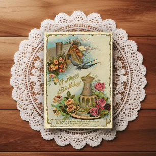 Postal Lindo Cartão de Boas Festas de Aniversário Vintage