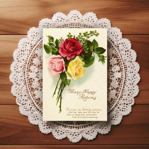 Postal Lindo Cartão de Boas Festas de Aniversário Vintage