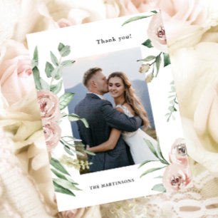 Postal Lindo Cartão de Foto de Casamento Floral Beije