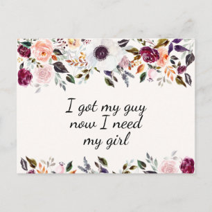 Postal Lindo Cartão de Proposta de Damas de Honra Floral 