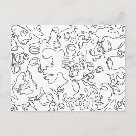 Postal Linha cartão da arte com caras