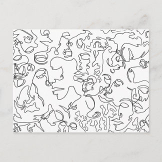 Postal Linha cartão da arte com caras