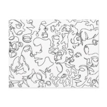 Linha cartão da arte com caras