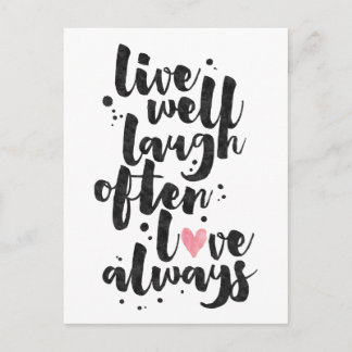 Postal Live Laugh Love - Cartão Inspiracional