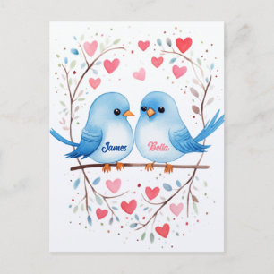 Postal Lovebird Love: Cartão de Dia de os namorados Perso
